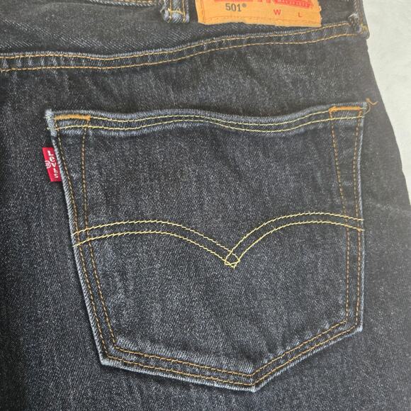 Levi's 501 Jeans Mens 40x38 Button Fly Black Denim 0711 - Picture 9 of 13
